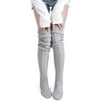 Women's Knee-High Socks | Breathable Cotton & Cable Knit | 100 cm