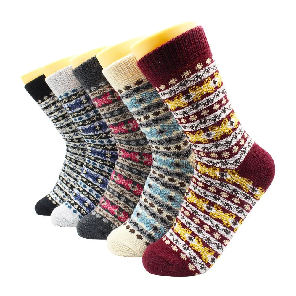 Women's Knee Socks | Thick Merino Wool & Fluffy Lining | 5-Pair Pack
