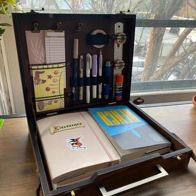 Writers Messenger Box | Briefcase-Style Leather Cover & Pen Loops | A5