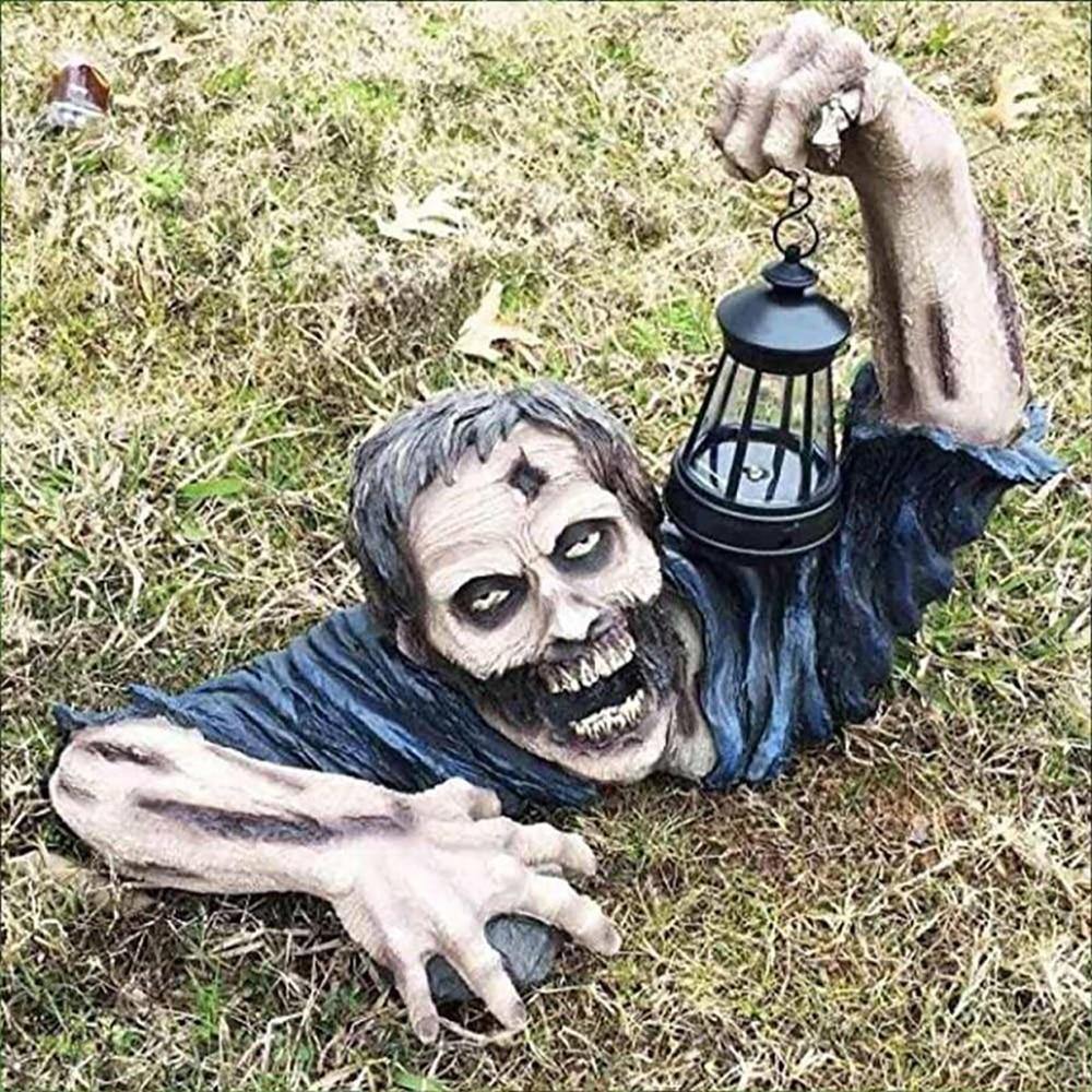 Zombie Statue | Waterproof Resin & Battery-Operated | 20 x 15 x 11 cm